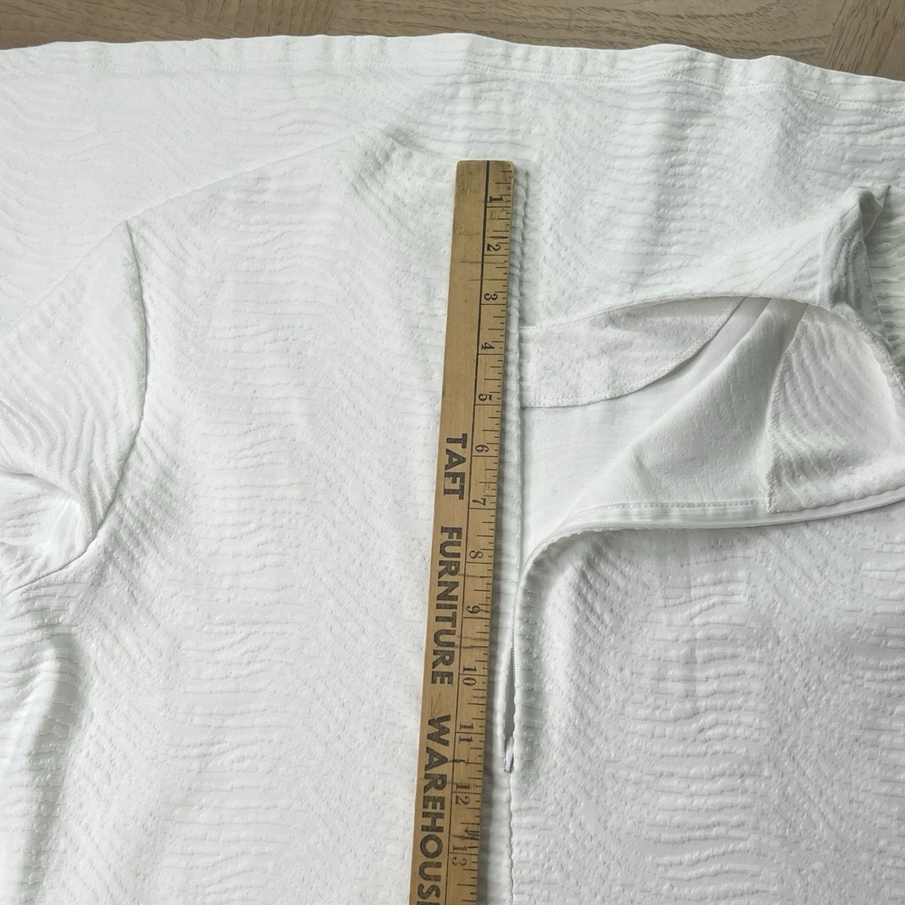 J McLaughlin Catalina Cloth Dress Large White Jacquard Short Sleeve A-line 36" - Picture 13 of 13